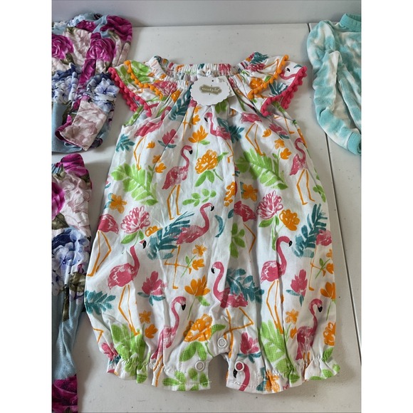 Baby girl 6-9 months 5pc lot Bamboo PJs Kyte , Mudpie romper NEW Floral - Picture 6 of 12